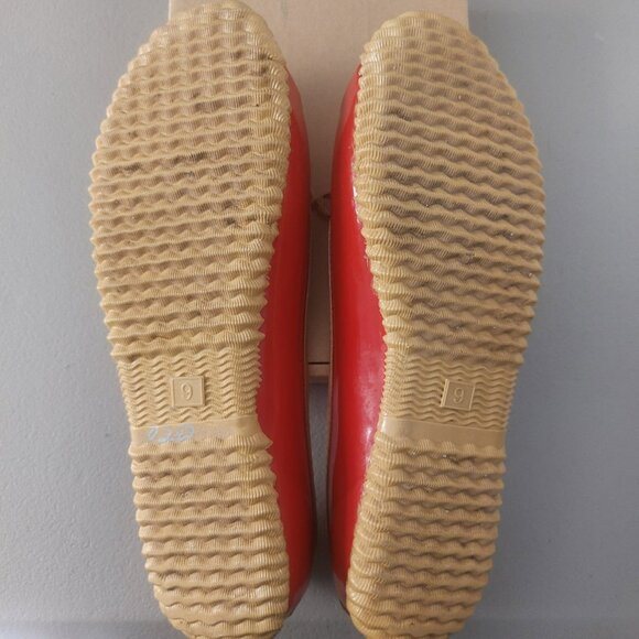 LONDON FOG Red Rubber Rain Shoes Slip On Flats Loafers Women 9 EUC Webster - Picture 11 of 14